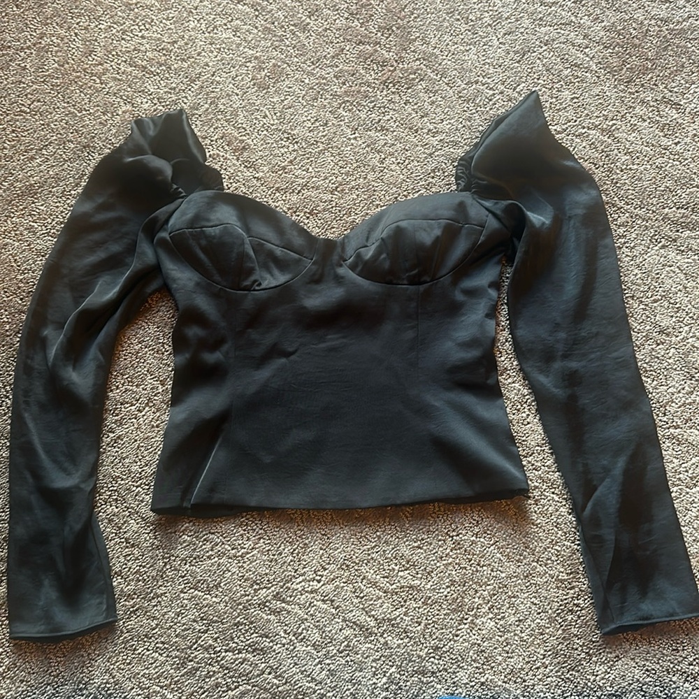 Aritzia/wilfred black satin top